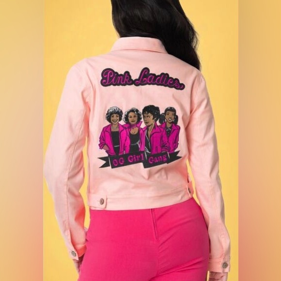 Unique Vintage x Grease Pink Ladies Cropped Denim Jacket, XS, NWT! - Picture 6 of 14